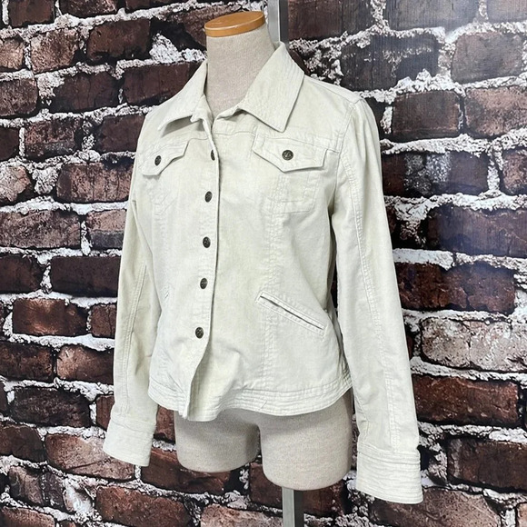 Live a Little Corduroy Jacket Buttons Flare Cream Size Large L - Picture 5 of 16